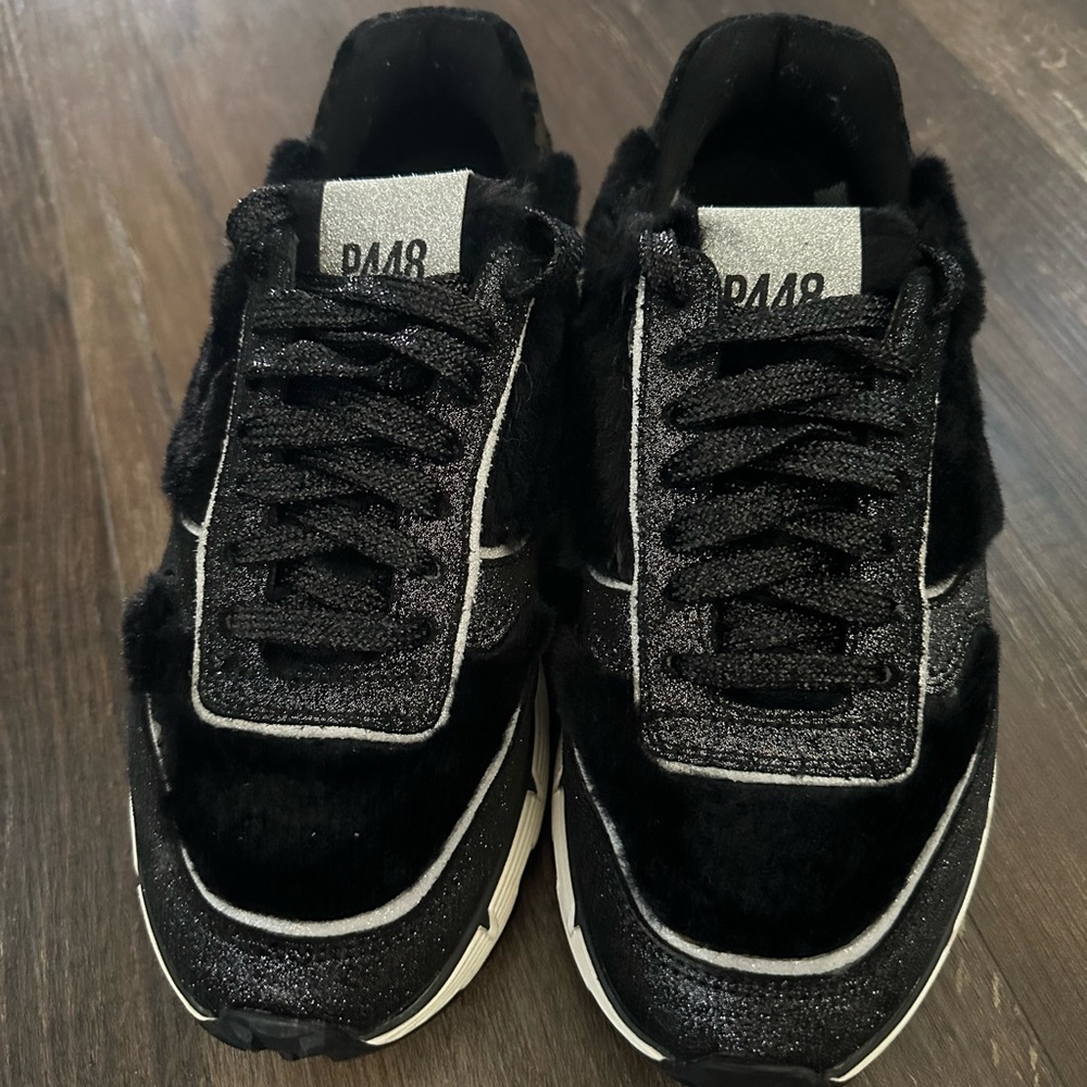 P448 Sneakers Women's 37 Jackson Badia Faux Fur Glitter Black Vibram Sole